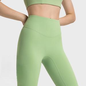 Women's Gym Shorts Pants Custom Logo Nylon <b>Tight</b> With Elastic Breathable Knee Length Yoga Solid Shorts - Product Image 3