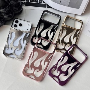 Custodia per telefono cellulare con elettroplate in metallo con design a fiamma per iPhone 16 pro max 15 14 plus cover posteriore 13 12 11 TPU - Product Image 1