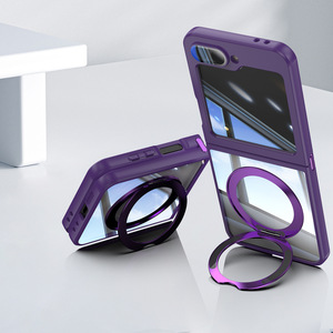 Coque de téléphone antichoc avec support magnétique rotatif à 360° et anneau de recharge sans fil pour Samsung Z Flip 8 7 6 <span class=keywords><strong>5</strong></span> - Product Image 1