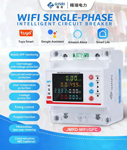 มิเตอร์วัดพลังงานไฟฟ้าแบบราง DIN เฟสเดียว AC 100A  พร้อมระบบป้องกันแรงดันเกิน แรงดันตก <span class=keywords><strong>กระแส</strong></span>ไฟรั่ว  พร้อมโมดูล WiFi RS485 - Product Image 1