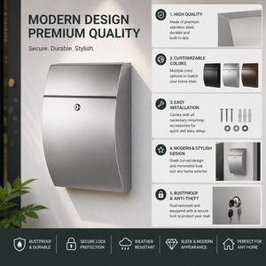 Buzón de Acero de Gran Capacidad para Montar en la Pared, Elegante Buzón de Metal para <span class=keywords><strong>Cartas</strong></span> y Paquetes con Cerradura para Uso en Exteriores y Apartamentos - Product Image 4