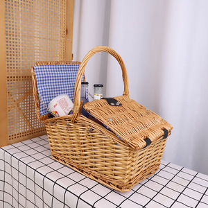 Cesto Portatile in Rattan con Coperchio, <span class=keywords><strong>Portafrutta</strong></span> e Portapane Fatto a Mano per Esterni e Interni - Product Image 5