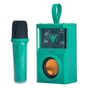 FANSBE 휴대용 10W RGB 무선 블루투스 스피커 박스 메카 쉘 마이크로 투명 노래방 스피커