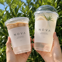 Gobelet en plastique PET transparent avec couvercle en dôme, personnalisable avec logo, pour café glacé, thé, boissons, café à emporter, vente en gros, restaurant