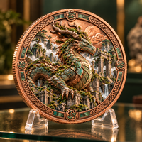 Pièce de monnaie en cuivre pur 999 de 1 oz, série Dragon, relief 3D, impression UV, pièce de collection, souvenir, cadeau, design du fabricant, prix