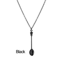 Collier unisexe sportif en alliage avec chaîne en bambou, motif mini-cuillère à thé couronne, style classique royal Alice, bijoux transfrontaliers