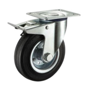 La meilleure qualité caoutchouc + acier roue industrielle robuste avec frein pivotant norme européenne de gros - Product Image 1