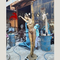 Sculpture décorative en bronze de danseuse de ballet nue avec fontaine musicale