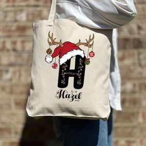 Custom Christmas Gift Keymay Casual Reusable Cotton Canvas <b>Open</b> Top Tote Bags Women's Shoulder Bag Portable Travel Shopping - Product Image 3