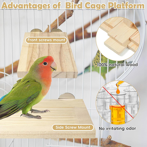 Houten Vogel Kooi Platform Platte Vogels Baars Stand Rechthoek Papegaai Zitstok Voor Vogel Paw Slijpen Valkparkiet Kooi Accessoires - Product Image 4