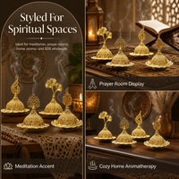 Diffuseur d'arômes miniature en métal doré de style arabe du Moyen-Orient avec motif coriandre pour la décoration de la maison