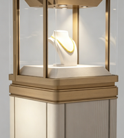 Vitrines de présentation de bijoux en acier inoxydable de luxe GZowin en gros, présentoirs de vente au détail avec éclairage LED, finition personnalisée de haute qualité