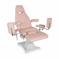 Fauteuil de soin esthétique électrique rose poudré avec repose-jambes, télécommande, inclinable et réglable en hauteur, pour examen gynécologique, salon et clinique