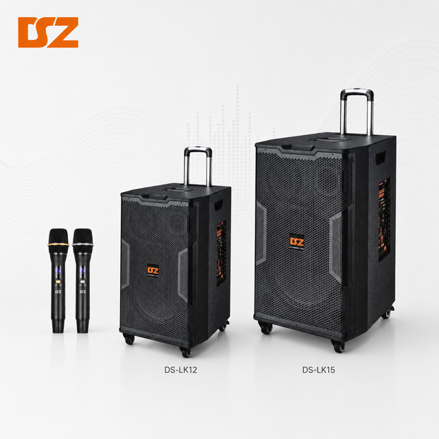 Factory-made High-Mid-Low 12/15-inch Portable Speaker on Wheels Full-Range Party Karaoke Monitor Trolley Speakers