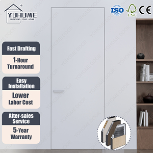 Puerta Interior sin Marco Roja con Bisagras Ocultas, Puertas Interiores con Bisagras Invisibles, Puerta Invisible Preparada para Pintar, Fabricante Líder en Foshan - Product Image 2