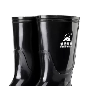 Bottes de pluie noires à mi-mollet pour hommes, chaussures en caoutchouc imperméables pour les usines alimentaires, chaussures de pêche, bottes de pluie antidérapantes - Product Image 4
