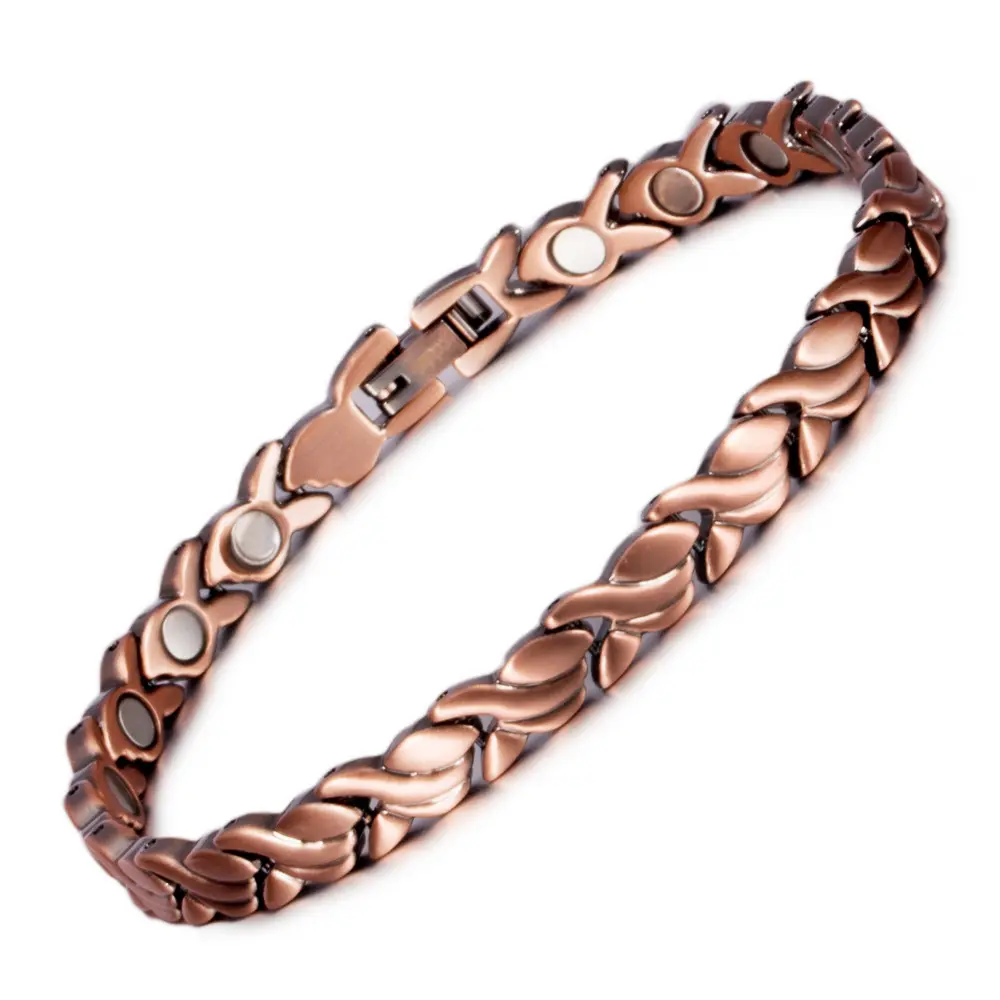 New Arrival Fashion Jewelry Women's Elegant Pure Copper Retro Magnetic Health Energy Bracelet With Dropshipping