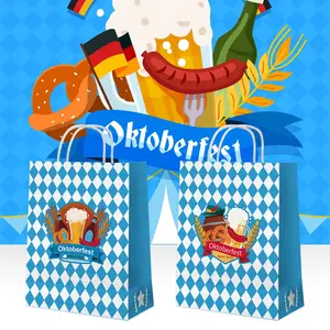Oktoberfest tema tatil hediye çantası taşınabilir Kraft kağıt torba parti dekorasyon malzemeleri seti