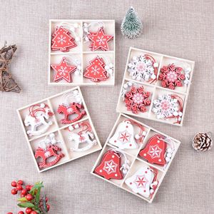 Adornos navideños de madera con forma de corazón, estrella y árbol, decoraciones colgantes para la decoración del árbol de Navidad, juego en caja. - Product Image 2