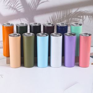 Gobelets isothermes en gros, personnalisables avec logo, en acier inoxydable, 20 oz, fins, avec paille et couvercle - Product Image 2