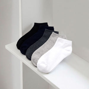 Men's Ankle <b>Socks</b> Solid Knitted Cotton Breathable Daily Wear White <b>Black</b> Navy Gray Beige Summer Style - Product Image 1