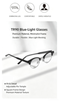 Monture de lunettes semi-cerclées professionnelle TR90 CP avec verres PC anti-lumière bleue pour montage de verres de prescription