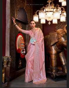 Nouvelle collection de saris en soie tissée en satin pur vêtements indiens et pakistanais - Product Image 4