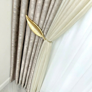 Modern U-Shape Heavy Duty Metal Curtain Holdbacks with Customizable Length and Gold Tone Finish for Drapes - Product Image 1
