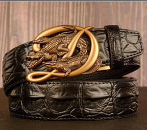 2024 New <strong>Crocodile</strong> Pattern Automatic Buckle <strong>Belt</strong> Men's Cowhide Casual 100% Leather <strong>Belt</strong> Personality Jeans <strong>Belt</strong> Boys