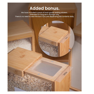 <b>Bamboo</b> Acrylic Storage <b>Container</b> 18L Wooden Lid See Through Rectangle Food Storage Box - Product Image 2