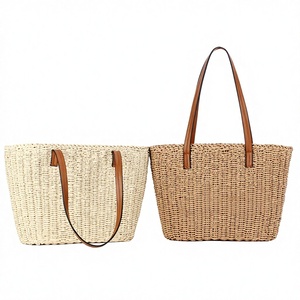 Summer Simple French <b>Square</b> Large Capacity Paper Rope Woven Bag Polyester Retro Fashion Daily Leisure Women's Tanjing - Product Image 1
