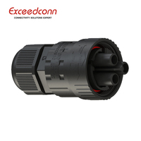 Conector de Cable IP68 de 3 Pines, 17.5A, 450V CA, Hembra, Montaje en Cable, Redondo, PA66 30%GF, Aleación de Cobre con Recubrimiento de Níquel para Iluminación Arquitectónica