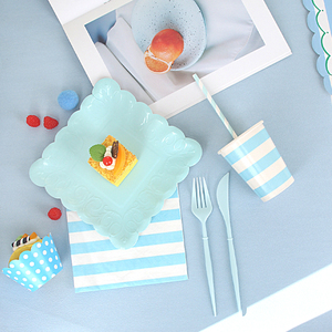 Assiettes en papier de couleur <span class=keywords><strong>pastel</strong></span>, carrées, compostables, taille dîner, jetables pour anniversaire, mariage, fête - Product Image 2