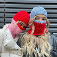 FF708 Masque intégral tricoté avec cornes amusantes, pour Halloween, fête, cosplay, chapeau, masque de ski chaud d'hiver, cyclisme, homme femme, cagoule tricotée