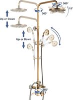 Robinet de douche en laiton antique, pommeau de douche de 8 pouces, douchette à main, bec de baignoire à double levier, triple fonction