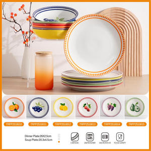 Assiette en porcelaine bleue et blanche rétro française, logo personnalisé, sans plomb, motif cerise, pour dîner, dessert, petit-déjeuner - Product Image 6