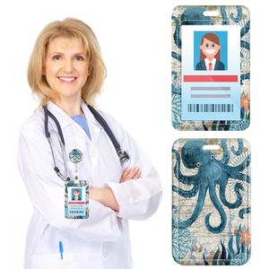 Porte-carte d'identité et porte-badge en polyester à motif hippocampe nautique vintage, durable et personnalisable pour le bureau, l'école et les événements - Product Image 4