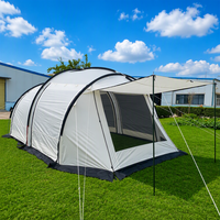 Tente de camping familiale double couche pour 5-6 personnes, en polyester imperméable, avec salon, poteaux en aluminium, tente de glamping extérieure
