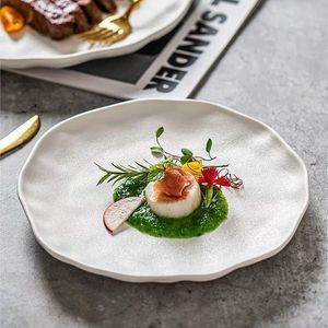 Plato <span class=keywords><strong>de</strong></span> Cena <span class=keywords><strong>de</strong></span> Cerámica Blanco Mate con Esmalte Reactivo, para Restaurantes <span class=keywords><strong>de</strong></span> Comida Occidental - Product Image 4