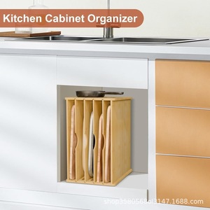 Wooden Kitchen <b>Plate</b> Rack Multi Tiered Solid Wood Cookware Storage Organizer For Kitchen <b>Standing</b> Type Rectangle Design - Product Image 3