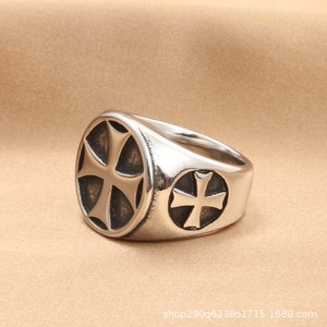 Men's Titanium Steel <b>Cross</b> <b>Ring</b> Retro <b>Silver</b> Fashion Punk Style Jewelry Gift - Product Image 4