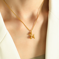 Nouvelle personnalité mode or 18 carats en acier inoxydable Long collier chandail chaîne Hip Hop Cool pendentif ballon chien collier