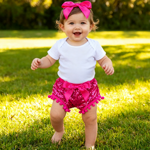 Bébé filles Shorts paillettes étincelle pantalons courts enfants fête d'anniversaire Shorts été <span class=keywords><strong>Pom</strong></span> <span class=keywords><strong>Pom</strong></span> couche-culotte couverture Bloomers Bummies - Product Image 4