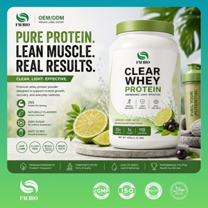 Protéine en Poudre Isolat de Lactosérum Transparente Marque Blanche OEM Citron Lime Açaï 25g Protéines Zéro Sucre Faible en Glucides Supplément Pré et Post-Entraînement - Product Image 1
