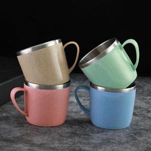 ถ้วยสเตนเลสสตีลกันลวกสองชั้น1ชิ้นด้ามพลาสติกแก้วกาแฟนมชาเครื่องดื่มแก้วน้ำสำหรับบ้านสำนักงาน - Product Image 1