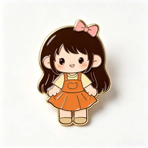 Pin Metálico de Chica de Dibujos Animados, Chapado en Oro, Esmalte Duro, Tema de Amor, Pin de Solapa Coleccionable para el Día de San Valentín - Product Image 3