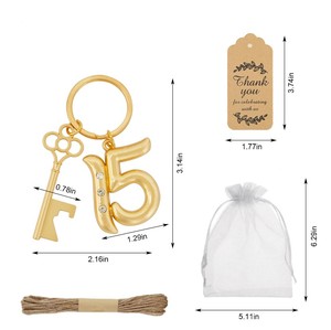 Llavero Abridor de Botellas de Cerveza para Invitados de Cumpleaños, Aniversarios y Bodas, Recuerdos y Decoraciones Perfectas para el 15.º Aniversario - Product Image 4