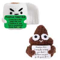 Muñeco de Pingüino Tejido a Mano con Energía Positiva, Peluche Creativo de Lana con Tarjeta de Ánimo, Regalo Curativo para Amigos
