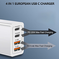 Chargeur électrique de type C, adaptateur multi-prises, 40W QC3.0 PD USB-C, chargeur rapide, lot de 2, 4 ports, compatible avec les ordinateurs portables, pour utilisation en Australie