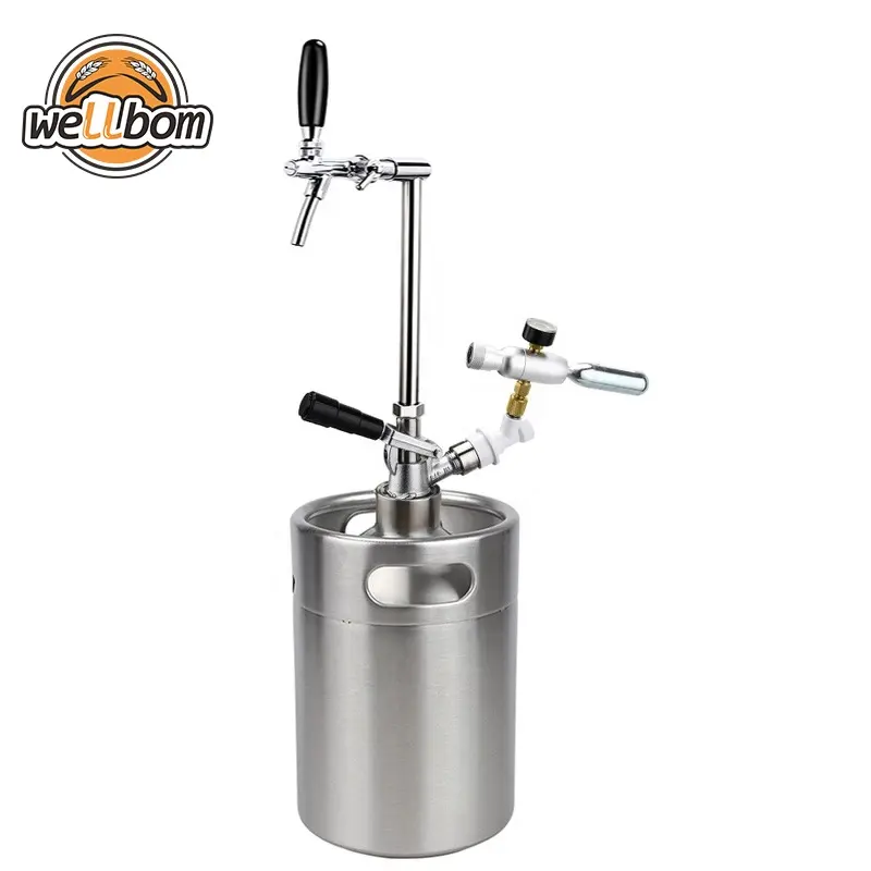 Hombrew Kit Dispenser Bir, Tong Bir Mini Stainless Steel 5L dengan Sistem Coupler